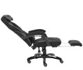 Deus X-Stream Fotel gamingowy z tkaniny z podnóżkiem i regulowanymi poduszkami – ciemnoszary, ergonomiczny, kółka kauczukowe 