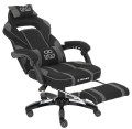 Deus X-Stream Fotel gamingowy z tkaniny z podnóżkiem i regulowanymi poduszkami – ciemnoszary, ergonomiczny, kółka kauczukowe 