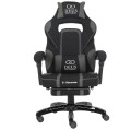 Deus X-Stream Fotel gamingowy z tkaniny z podnóżkiem i regulowanymi poduszkami – ciemnoszary, ergonomiczny, kółka kauczukowe 