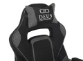 Deus X-Stream Fotel gamingowy z tkaniny z podnóżkiem i regulowanymi poduszkami – ciemnoszary, ergonomiczny, kółka kauczukowe 