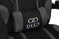 Deus X-Stream Fotel gamingowy z tkaniny z podnóżkiem i regulowanymi poduszkami – ciemnoszary, ergonomiczny, kółka kauczukowe 