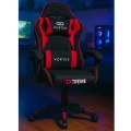 Fotel gamingowy EXTREME Vortex Red – ergonomiczny, tapicerowany fotel dla graczy z regulowanym oparciem i poduszkami, obrotowy 360° (czarno-czerwony)