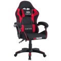 Fotel gamingowy EXTREME Vortex Red – ergonomiczny, tapicerowany fotel dla graczy z regulowanym oparciem i poduszkami, obrotowy 360° (czarno-czerwony)