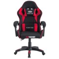Fotel gamingowy EXTREME Vortex Red – ergonomiczny, tapicerowany fotel dla graczy z regulowanym oparciem i poduszkami, obrotowy 360° (czarno-czerwony)