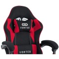 Fotel gamingowy EXTREME Vortex Red – ergonomiczny, tapicerowany fotel dla graczy z regulowanym oparciem i poduszkami, obrotowy 360° (czarno-czerwony)