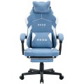 Fotel Gamingowy DEUS EDGE Light Blue Tkanina Podnóżek Regulowany