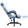 Fotel Gamingowy DEUS EDGE Light Blue Tkanina Podnóżek Regulowany