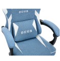 Fotel Gamingowy DEUS EDGE Light Blue Tkanina Podnóżek Regulowany