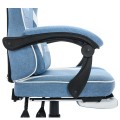 Fotel Gamingowy DEUS EDGE Light Blue Tkanina Podnóżek Regulowany