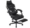 Fotel gamingowy DEUS EDGE z tkaniną i wysuwanym podnóżkiem — ergonomiczny fotel biurowy 360° (czarny)