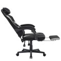 Fotel gamingowy DEUS EDGE z tkaniną i wysuwanym podnóżkiem — ergonomiczny fotel biurowy 360° (czarny)