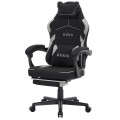 Fotel gamingowy DEUS EDGE z tkaniną i wysuwanym podnóżkiem — ergonomiczny fotel biurowy 360° (czarny)