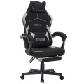 Fotel gamingowy DEUS EDGE z tkaniną i wysuwanym podnóżkiem — ergonomiczny fotel biurowy 360° (czarny)