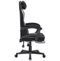 Fotel gamingowy DEUS EDGE z tkaniną i wysuwanym podnóżkiem — ergonomiczny fotel biurowy 360° (czarny)