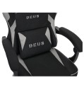 Fotel gamingowy DEUS EDGE z tkaniną i wysuwanym podnóżkiem — ergonomiczny fotel biurowy 360° (czarny)
