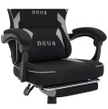 Fotel gamingowy DEUS EDGE z tkaniną i wysuwanym podnóżkiem — ergonomiczny fotel biurowy 360° (czarny)