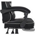 Fotel gamingowy DEUS EDGE z tkaniną i wysuwanym podnóżkiem — ergonomiczny fotel biurowy 360° (czarny)