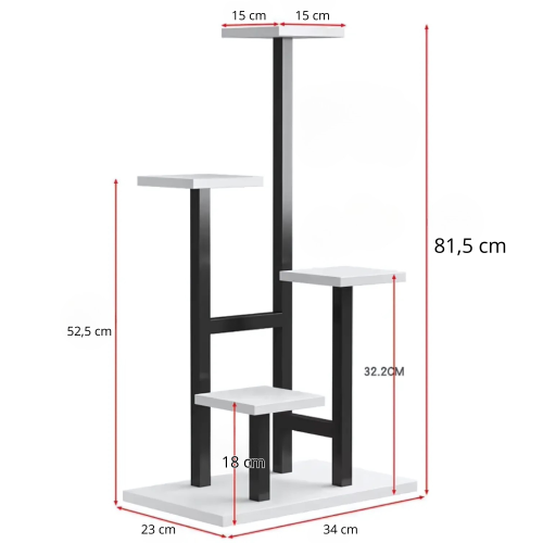 KWIETNIK STOJĄCY [METALOWY] CZARNO-BIAŁY LOFT 4 POZIOMY [KWIETNIK3]