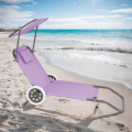 Leżak Plażowy z Funkcją Wózka Fioletowy – Mobilny i Wygodny