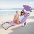Leżak Plażowy z Funkcją Wózka Fioletowy – Mobilny i Wygodny