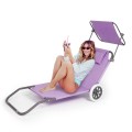 Leżak Plażowy z Funkcją Wózka Fioletowy – Mobilny i Wygodny