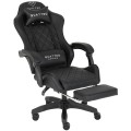 Fotel Gamingowy z Podnóżkiem Eco Skóra QUATTRO Black