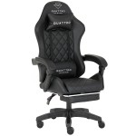 Fotel Gamingowy z Podnóżkiem Eco Skóra QUATTRO Black