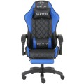 Fotel Gamingowy z Podnóżkiem Eco Skóra QUATTRO Blue