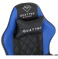 Fotel Gamingowy z Podnóżkiem Eco Skóra QUATTRO Blue