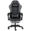 Fotel Gamingowy Szary z Podnóżkiem Eco Skóra QUATTRO Gray