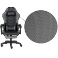 Fotel Gamingowy Szary z Podnóżkiem Eco Skóra QUATTRO Gray