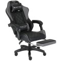 Fotel Gamingowy Szary z Podnóżkiem Eco Skóra QUATTRO Gray
