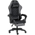 Fotel Gamingowy Szary z Podnóżkiem Eco Skóra QUATTRO Gray
