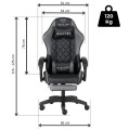 Fotel Gamingowy Szary z Podnóżkiem Eco Skóra QUATTRO Gray