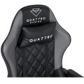 Fotel Gamingowy Szary z Podnóżkiem Eco Skóra QUATTRO Gray