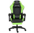 Fotel Gamingowy Quattro Carbon Green Pikowany Premium z Podnóżkiem