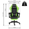 Fotel Gamingowy Quattro Carbon Green Pikowany Premium z Podnóżkiem