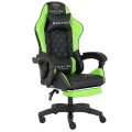 Fotel Gamingowy Quattro Carbon Green Pikowany Premium z Podnóżkiem
