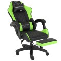 Fotel Gamingowy Quattro Carbon Green Pikowany Premium z Podnóżkiem