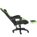 Fotel Gamingowy Quattro Carbon Green Pikowany Premium z Podnóżkiem