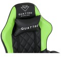 Fotel Gamingowy Quattro Carbon Green Pikowany Premium z Podnóżkiem