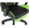 Fotel Gamingowy Quattro Carbon Green Pikowany Premium z Podnóżkiem