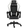 Fotel Gamingowy Quattro White Podnóżek Pikowany Eco Skóra Premium
