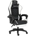 Fotel Gamingowy Quattro White Podnóżek Pikowany Eco Skóra Premium