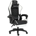 Fotel Gamingowy Quattro White Podnóżek Pikowany Eco Skóra Premium