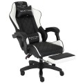 Fotel Gamingowy Quattro White Podnóżek Pikowany Eco Skóra Premium