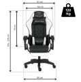Fotel Gamingowy Quattro White Podnóżek Pikowany Eco Skóra Premium