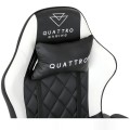 Fotel Gamingowy Quattro White Podnóżek Pikowany Eco Skóra Premium