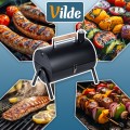 Grill węglowy stalowy z kominem podwójny ruszt przenośny 41x25x38 cm