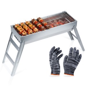Grill węglowy stalowy składany przenośny 73x21x37 cm